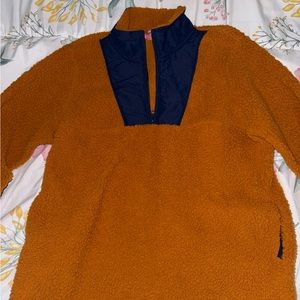 St. John’s bay half zip sweater orange with blue lining